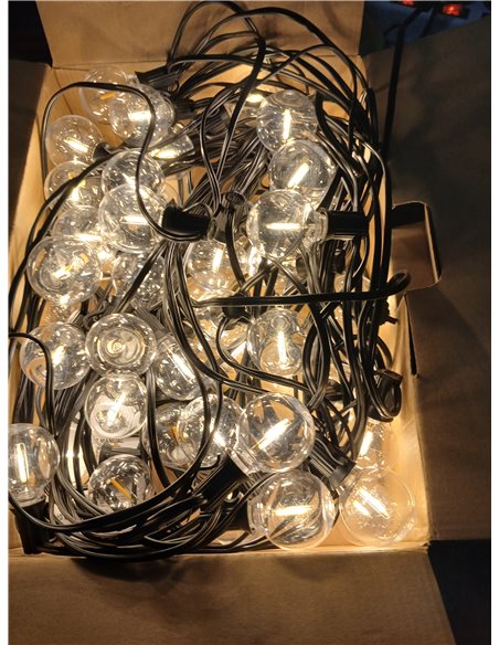 Guirnalda Luces Exterior, 30M Luces Exterior con 50+2 G40 LED Bombillas Inastillable, Impermeable IP45 Girnalda Luces Exteriores