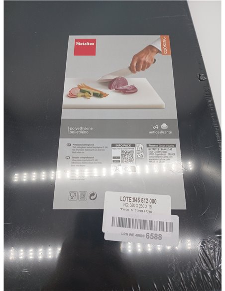 Metaltex - Tabla Profesional de Cocina Corte, Polietileno, color Negro, 38 x 28 x 1,5 cm