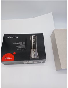 ARCOS Sacacorchos Eléctrico en ABS con Batería Interna Recargable. Abrebotellas Eléctrico Moderno y Elegante con Cortacápsulas y 2