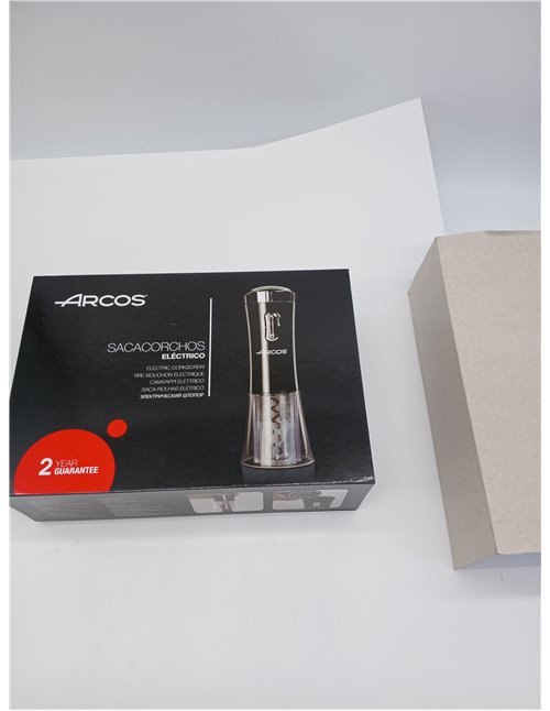 ARCOS Sacacorchos Eléctrico en ABS con Batería Interna Recargable. Abrebotellas Eléctrico Moderno y Elegante con Cortacápsulas y