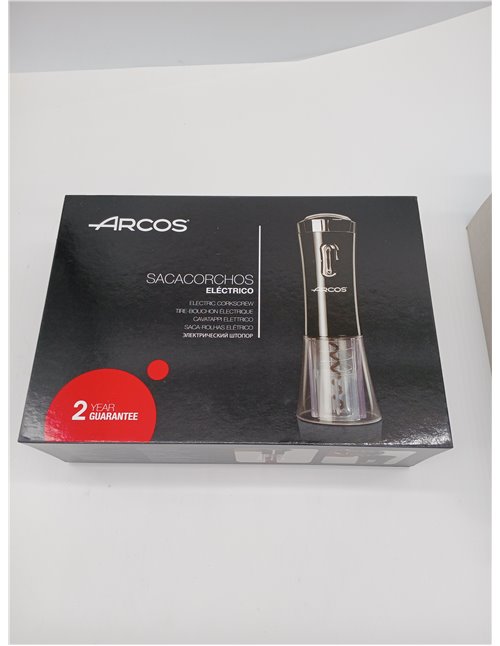 ARCOS Sacacorchos Eléctrico en ABS con Batería Interna Recargable. Abrebotellas Eléctrico Moderno y Elegante con Cortacápsulas y