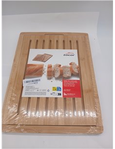 LACOR 60487 Tabla de Cortar Pan de Bambú, Con bandeja recogemigas, Robusta y resistente, 8 Canales horizontales, Beige, 40 x 30  2