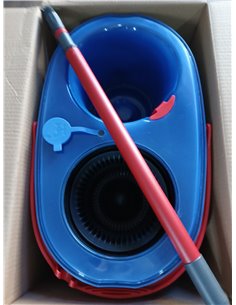 Vileda H2PrO Spin Mop, fregona giratoria con Cubo de Doble depósito, Pedal escurridor sin Manos, fregona de Microfibra, Palo tel 2