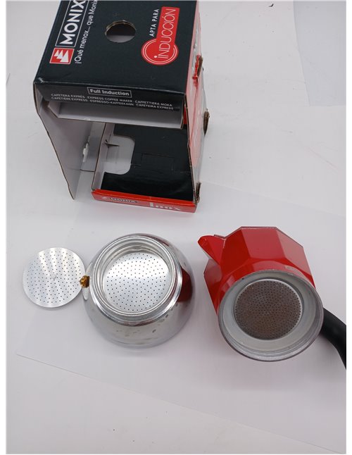 Monix Induction Inox | Cafetera Italiana de Aluminio y Acero Inoxidable, 3 tazas de capacidad, Mango termorresistente, Fácil de 