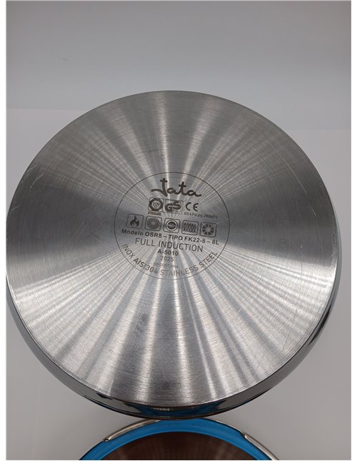 Jata OSR8 - Olla a Presión Super Rápida 8 litros, Acero Inoxidable, Apta para todas Cocinas Incluida Inducción, Diámetro 22 cm