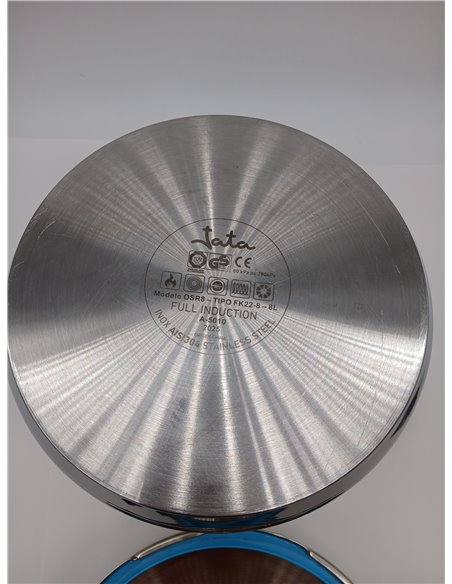 Jata OSR8 - Olla a Presión Super Rápida 8 litros, Acero Inoxidable, Apta para todas Cocinas Incluida Inducción, Diámetro 22 cm