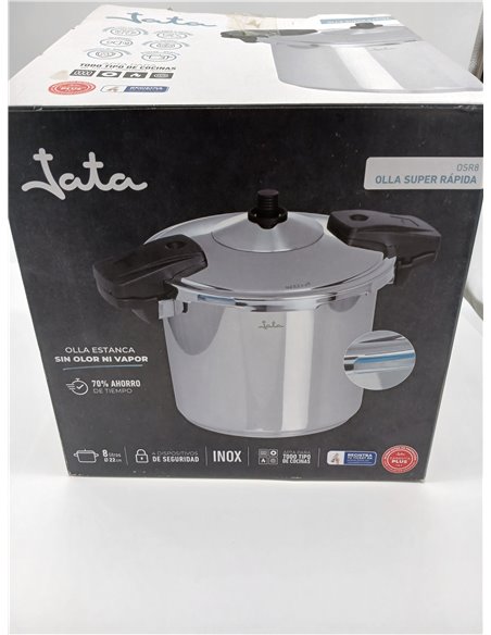 Jata OSR8 - Olla a Presión Super Rápida 8 litros, Acero Inoxidable, Apta para todas Cocinas Incluida Inducción, Diámetro 22 cm