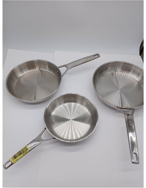 BRA Signature Set 3 Sartenes 20-24-26, Acero Inox 18/10 Profesional Sin Antiadherente, Triple Fondo Difusor Apto Todo Tipo De Co