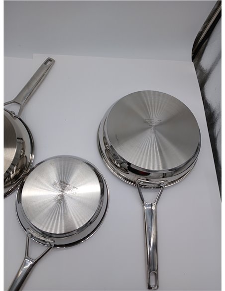 BRA Signature Set 3 Sartenes 20-24-26, Acero Inox 18/10 Profesional Sin Antiadherente, Triple Fondo Difusor Apto Todo Tipo De Co