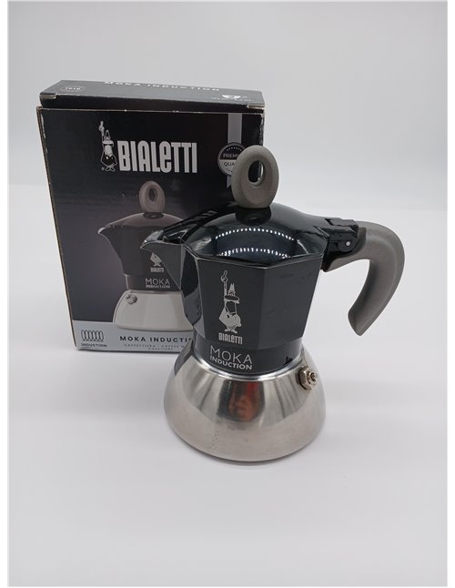 Bialetti - Cafetera Moka de Inducción, Adecuada para todo tipo de Placas, 2 Tazas de Café Espresso ( 100 Ml), Negro