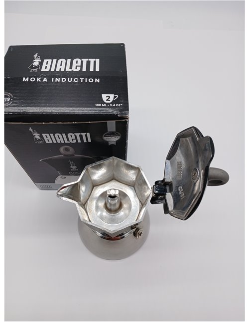 Bialetti - Cafetera Moka de Inducción, Adecuada para todo tipo de Placas, 2 Tazas de Café Espresso ( 100 Ml), Negro