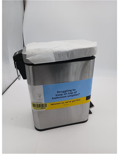 Beldray, acero inoxidable, Cubo de basura rectangular con pedal y tapa de cierre suave, 5 litros, LA041173SS, 5L