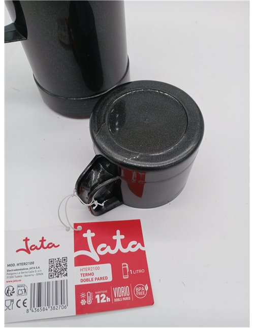 Jata Hogar HTER2100 – Termo para Líquidos Fríos y Calientes. Doble pared. Gran aislamiento. Libre de BPA. Ligero. Cierre herméti