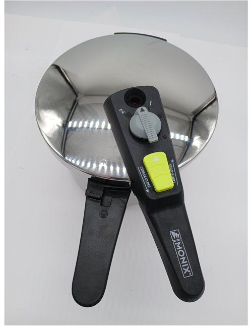 MONIX Quick Olla Express de 7 Litros, Fabricada en Acero Inoxidable, con Triple Sistema de Seguridad y 2 Niveles de Presión, Apt