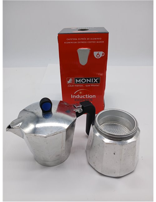 Monix Induction Express | Cafetera italiana inducción, aluminio, capacidad 6 tazas, color plata