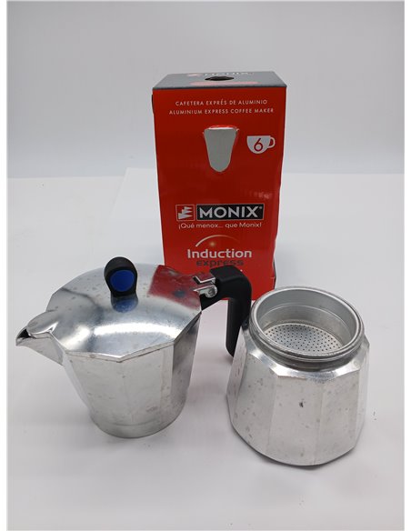 Monix Induction Express | Cafetera italiana inducción, aluminio, capacidad 6 tazas, color plata