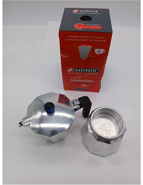Monix Induction Express | Cafetera italiana inducción, aluminio, capacidad 6 tazas, color plata