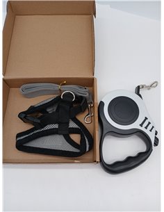 Arnes para Gatos Antiescape(Gris), Correa Gato con Correa 5M(Blanco), Arnés Cat Ajustable con Tela de Malla Suave y Transpirable 2
