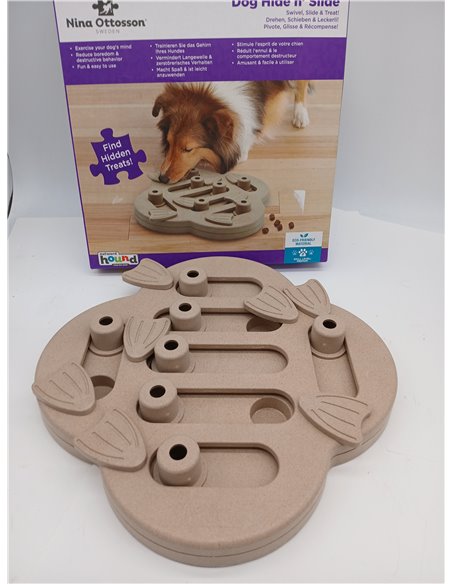 Outward Hound Nina Ottosson Dog Hide n' Slide - Dispensador Interactivo de recompensas - Rompecabezas para Perros - Marrón