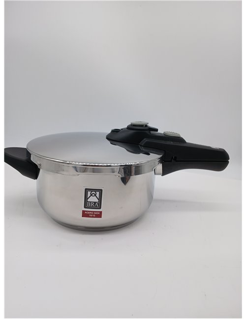 BRA Vitesse Olla Express de 4 Litros, Fabricada en Acero Inoxidable 18/10, Con 2 Programas de Cocción y Sistema de Bloqueo de Ap