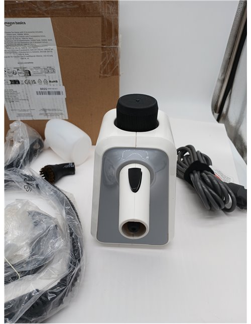 Amazon Basics Limpiador a Vapor Portátil para el Hogar con 9 Accesorios, Potente Chorro de Vapor de 1000W, Depósito de 250ml, Bl