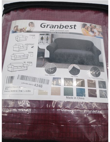 Granbest Funda de sofá elástica, resistente al agua, 1 unidad, de elastano, jacquard, elástica, con espuma antideslizante (2 pla