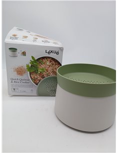 Lékué Recipiente especial para cocinar Quinoa, Arroces y Cereales en microondas, 1 Litro, Color Verde 2