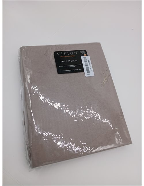 VISION - Sábana Plana - 100% algodón - Color: Beige - 240 x 300 cm - Cama Doble - Fibras Naturales - Tejido denso - Tejido Suave