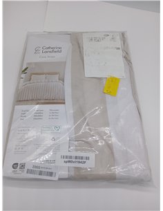Catherine Lansfield Cove - Juego de Funda de edredón Reversible con Funda de Almohada, diseño de Rayas, Color Natural 2