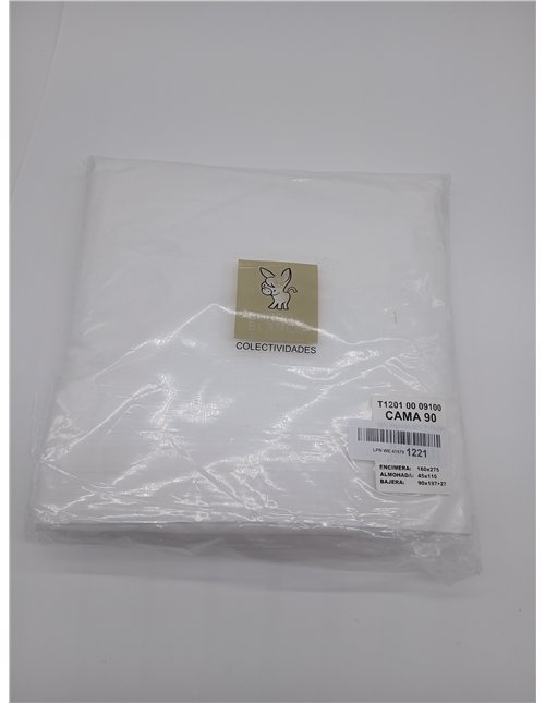 Burrito Blanco Sábanas de Hostelería | Juego de Sábana Cama 90 | Cama Individual | Ropa de Cama Algodón/Poliéster | Fácil Planch