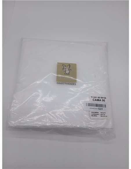 Burrito Blanco Sábanas de Hostelería | Juego de Sábana Cama 90 | Cama Individual | Ropa de Cama Algodón/Poliéster | Fácil Planch