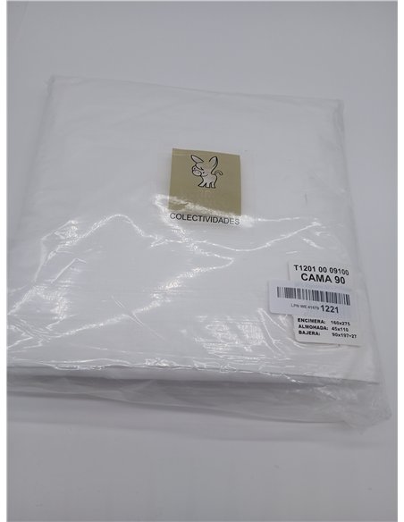 Burrito Blanco Sábanas de Hostelería | Juego de Sábana Cama 90 | Cama Individual | Ropa de Cama Algodón/Poliéster | Fácil Planch