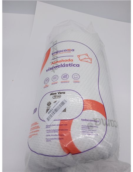 Todocama - Almohada viscoelástica, 70 cm núcleo Compacto. Doble Funda con Cremallera. Tejido Aloe Vera. Termorregulable adaptabi