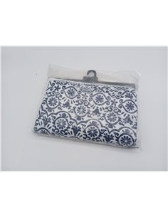 Lush Decor Cortina de Ducha con diseño de Mandala Bohemio y Damasco a Rayas, 182 x 182 cm, Azul Marino 2