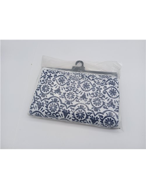 Lush Decor Cortina de Ducha con diseño de Mandala Bohemio y Damasco a Rayas, 182 x 182 cm, Azul Marino