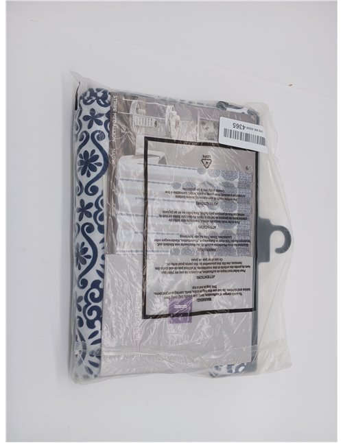 Lush Decor Cortina de Ducha con diseño de Mandala Bohemio y Damasco a Rayas, 182 x 182 cm, Azul Marino