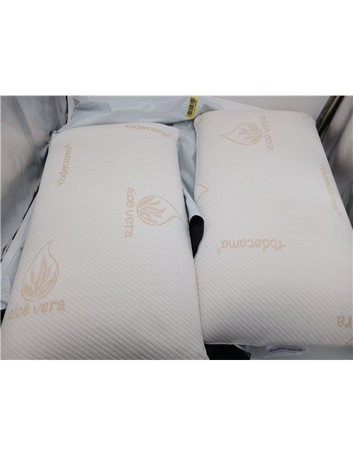 Todocama - Memory foam pillow, anti-mite and anti-bacteria. Compact core. Double cover with zip. Aloe Vera fabric. Thermoregulat