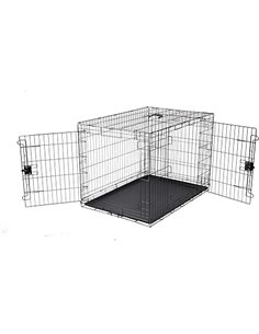 Amazon Basics - Jaula para perro de alambre metálico, Duradero,Plegable con bandeja, doble puerta, 107 x 71 x 76 cm (L x An x Al