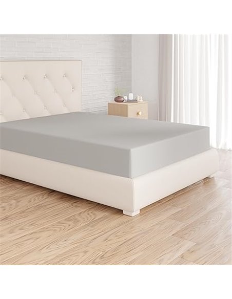 Amazon Basics Spannbettlaken, 180 x 200 x 30 cm, Mikrofaser, Spannbetttuch - Matratzenhöhe bis 30 cm, Hellgrau