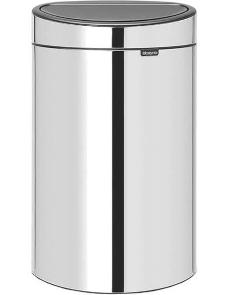 Brabantia Touch Bin Cubo de Basura, Stainless Steel, Acero Brillante, 40L