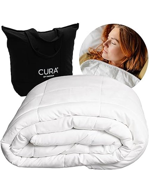 CURA Pearl Classic Weighted Blanket 135x200 7kg - Manta antiestres - Mantas Pesada para un sueño Profundo y un Mejor Descanso - 