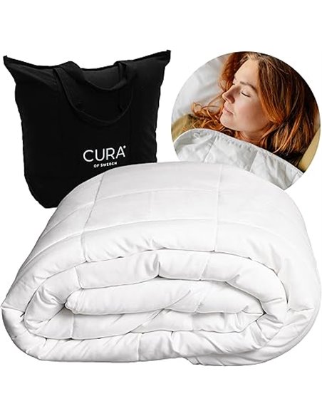 CURA Pearl Classic Weighted Blanket 135x200 7kg - Manta antiestres - Mantas Pesada para un sueño Profundo y un Mejor Descanso - 
