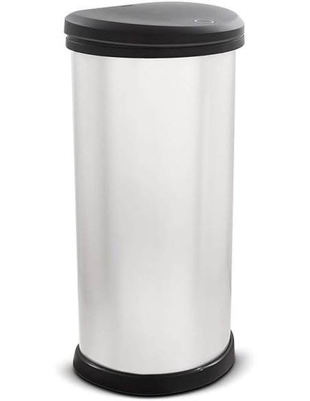 CURVER Deco Bin Cubo de Basura de 40 litros, Plateado, 34.9 x 45350 x 68
