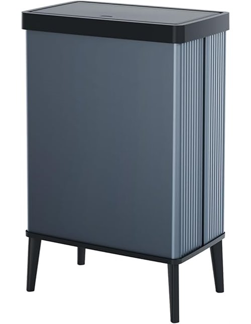 Curver Keter Verto High 54L Mülleimer mit Push Deckel und Füßen, optimal für Küche, einfache Sortierung, schlankes Design, blau,