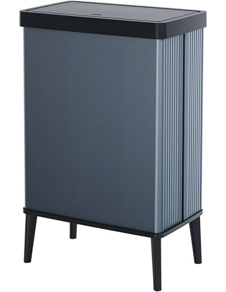 Curver Keter Verto High 54L Mülleimer mit Push Deckel und Füßen, optimal für Küche, einfache Sortierung, schlankes Design, blau,