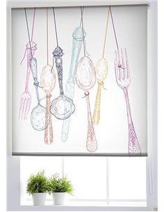 Estoralis Cocina| Estor Enrollable Diseño Moderno|Sin Taladrar Translúcido Estampado | Modelo C-1180 | 80 x 150 cm (Ancho/Alto) 