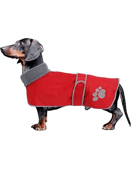 Geyecete-Abrigo Invierno Impermeable para Perro Salchicha,con Forro Polar cálido y Agujero arnés, Térmico Chaquetas Ideal para U