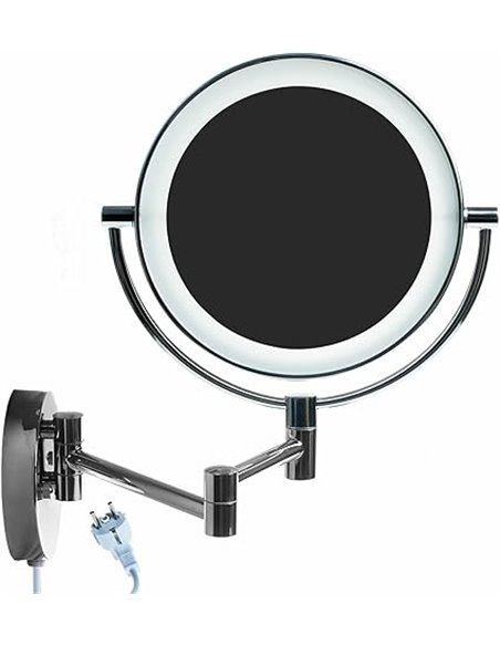 HIMRY LED Cosmética Espejo 8,5 Pulgadas 10X Aumentos, Maquillar Espejo de Pared con Luz y Brazo Articulado, Plegable Espejos Afe