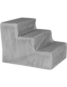 lionto Escalera para Mascotas Escalera para Gatos Escalera para Perros con Funda de Felpa 46x36x34 cm, Gris Claro