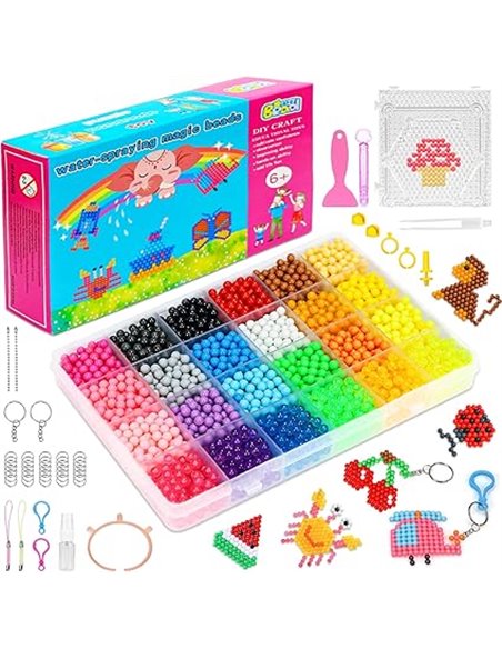 Mifferer Abalorios Cuentas de Agua, 24 Colors 4000 Recambio Bolitas Cuentas Recambios para Niños Cuentas de Fusibles de Agua Jug